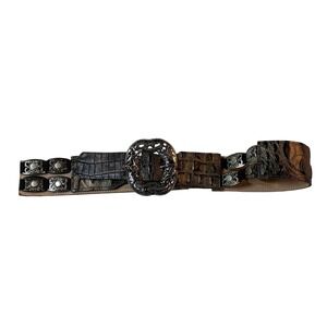 Vintage Y2K Leatherock Belt Womens S/M Croc Embossed Western Boho USA
